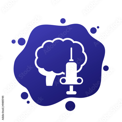 Brain biopsy icon, neurosurgical procedure vector