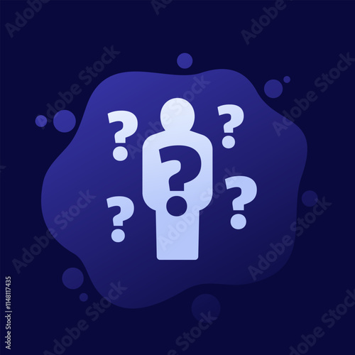 Confusion and uncertainty icon with a person