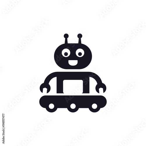 conveyor belt and robot icon, production and manufacturing vector