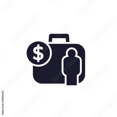 investor icon, money and finance, pictogram on white