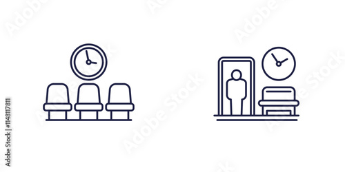 Waiting room line icons on white