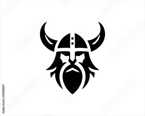 Viking Head Logo Design Icon Symbol Vector Template. 