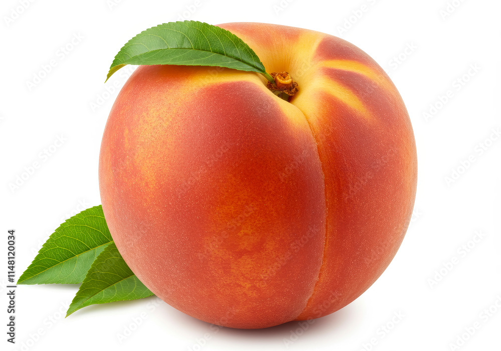 Perfect Ripe Peach isolated on white background Perfect Ripe Peach isolated on white background