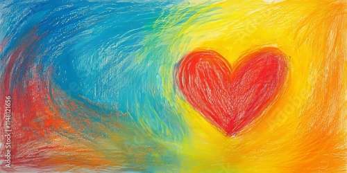 Children s crayon drawing showcasing love and joy, capturing a heartfelt message for Father s Day. This children s drawing in crayon expresses emotions and warmth in a colorful way.