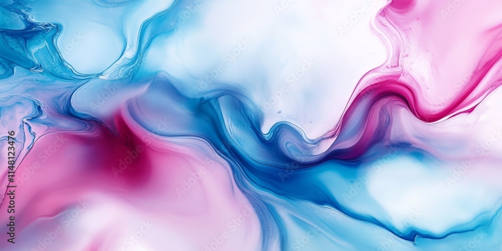 Obraz premium Modern presentation featuring a silky white texture and an azure theme. This vibrant design highlights fluid decor and bright elements, making it a popular choice for multicolor abstract posters and