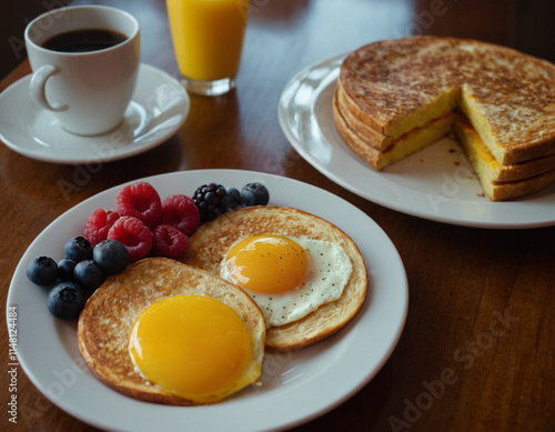 breakfast with coffee and croissant