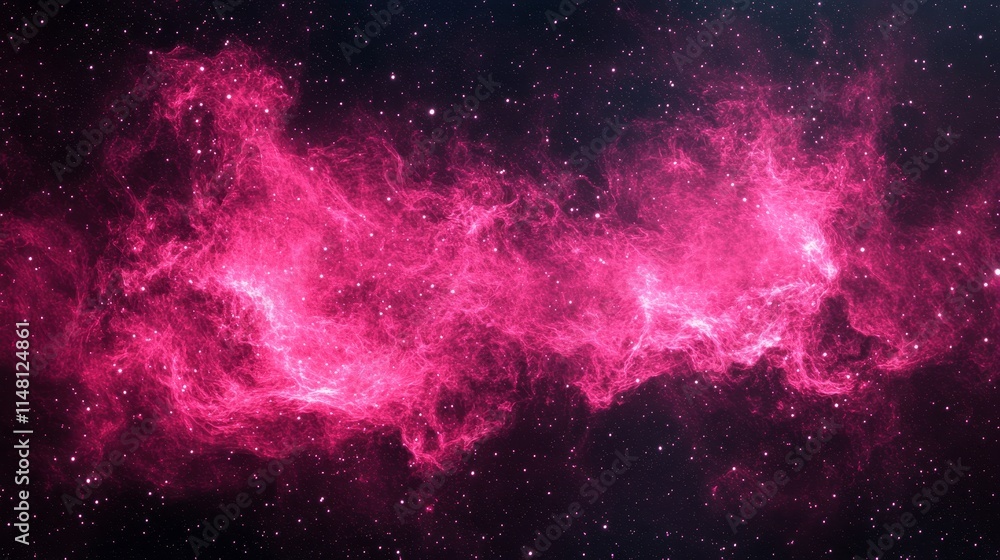 Obraz premium A vibrant depiction of a pink nebula in the cosmos, showcasing celestial beauty.