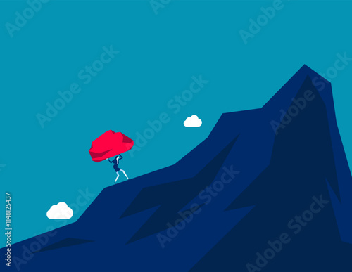Business conquering adversity. Business physical pressure vector flat style