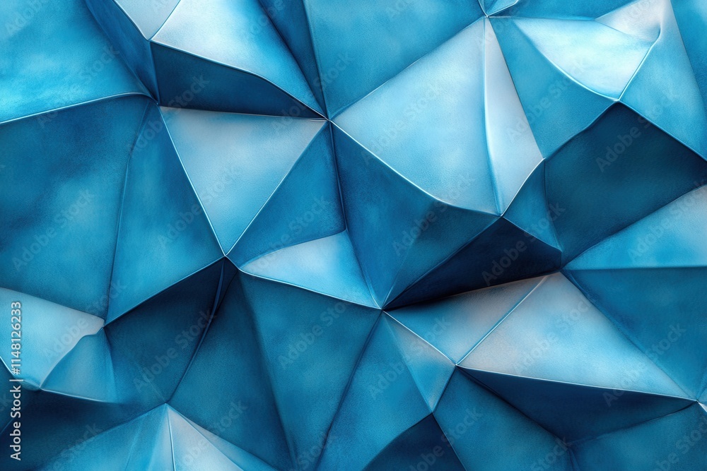 Obraz premium Abstract blue geometric texture with triangular facets and soft gradients.
