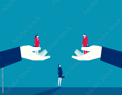 Business contemplation and choice. Business vector flat style