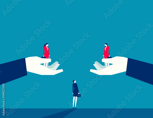 Business contemplation and choice. Business vector flat style