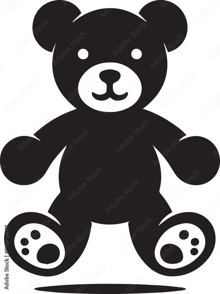 Obraz premium valentine teddy vector, Teddy bear logo illustration, Teddy bear silhouette vector black and white