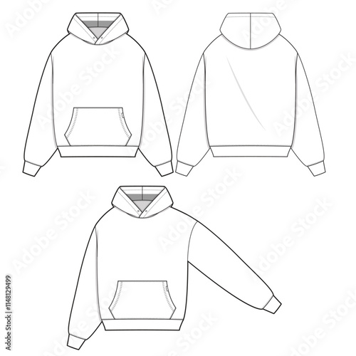 Hoodie sweater jacket mockup template clothing vector design