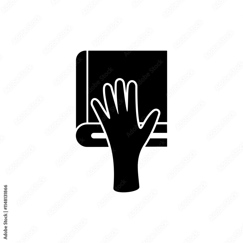 Obraz premium Book and Hand icon. Court icon. lawyer and justice icon logo vector.