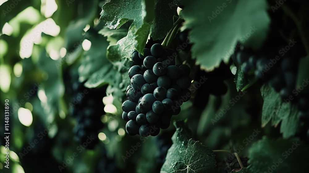 Lush Grapes Cluster with Dewy Shine and Intricate Details, Ideal for Still Life Photography and Fresh Produce Representation Lush Grapes Cluster with Dewy Shine and Intricate Details, Ideal for Still Life Photography and Fresh Produce Representation