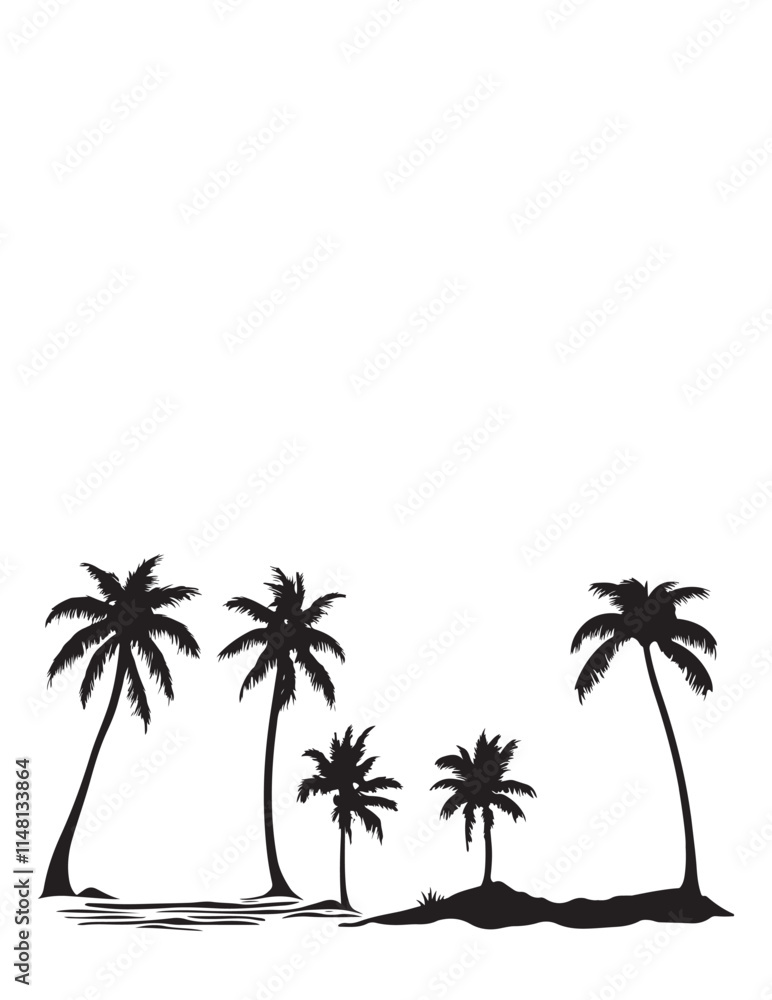 Fototapeta premium Palm Or Coconut Tree Silhouette Vector illustration