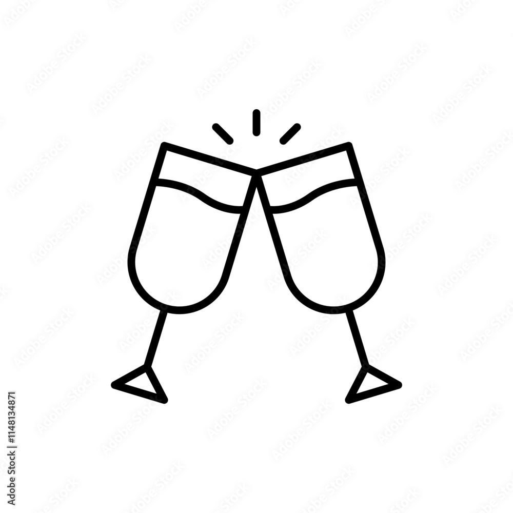 New year cheers outline icons, minimalist vector illustration ,simple transparent graphic element .Isolated on white background New year cheers outline icons, minimalist vector illustration ,simple transparent graphic element .Isolated on white background