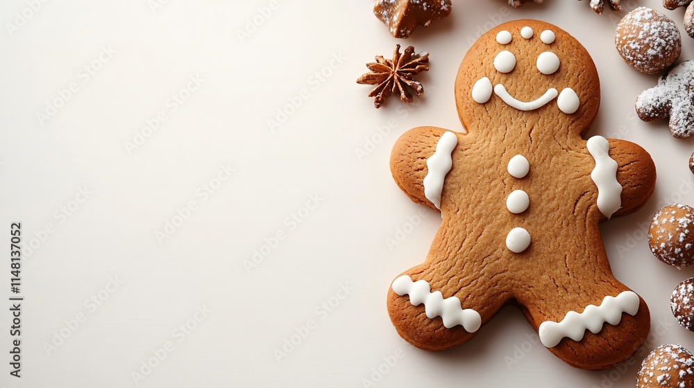Fototapeta premium gingerbread man on table with copy space