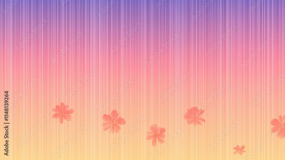 Obraz premium Pastel Floral Stripes Soft Pink and Purple Background