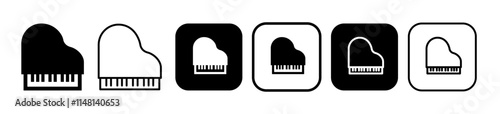 Icons related to piano and music