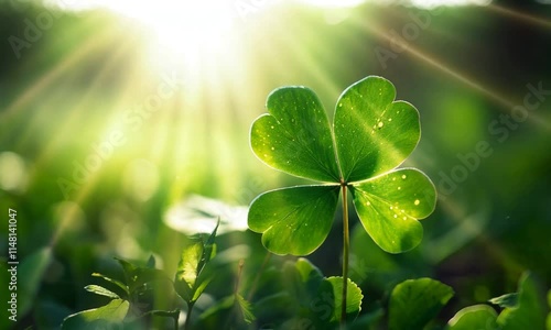 good luck clover leaf on green nature background in summer