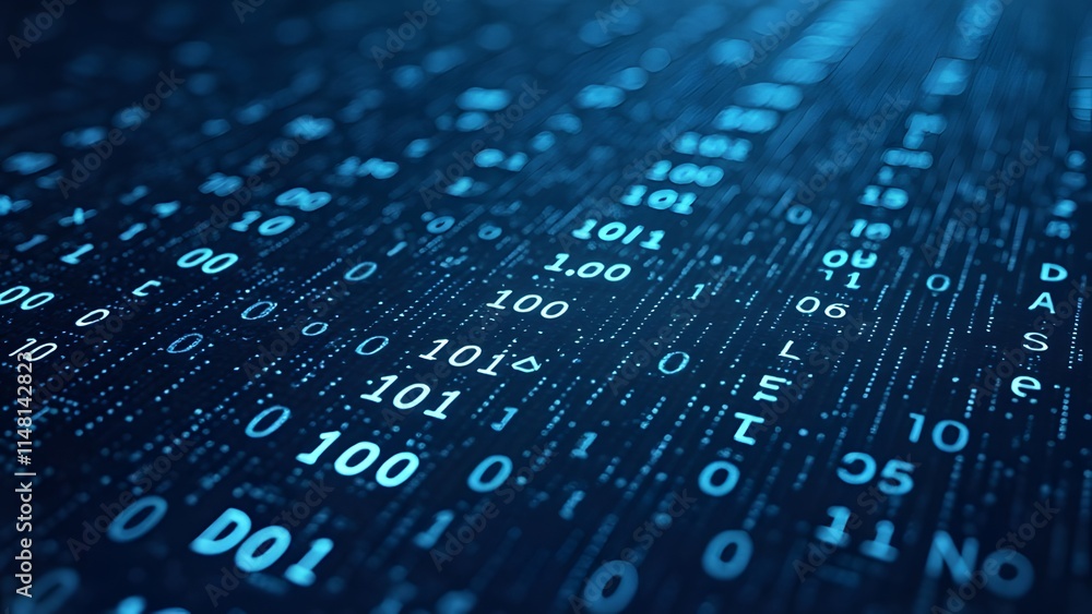 Binary code on a dark blue background. 3d rendering toned image. generated by AI Binary code on a dark blue background. 3d rendering toned image. generated by AI