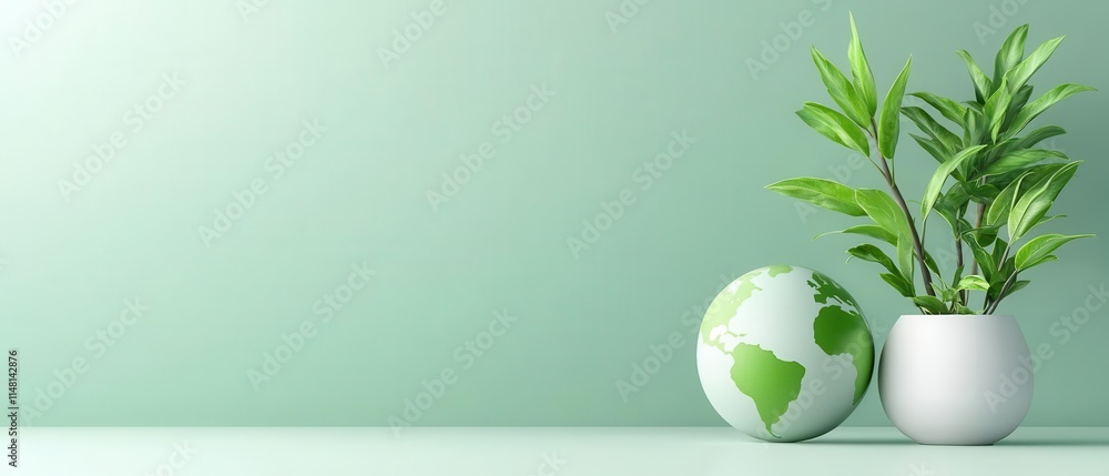 Sustainable branding, eco-friendly campaigns, 3D illustration, green marketing concept Sustainable branding, eco-friendly campaigns, 3D illustration, green marketing concept