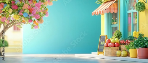 Sustainable marketing, eco-conscious advertising, 3D illustration, green retail concept photo