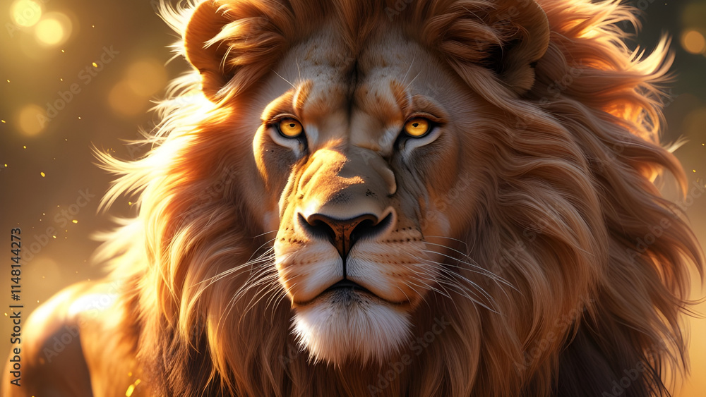 Majestic Lion in the Golden Afternoon A Hyper-Realistic Portrait Majestic Lion in the Golden Afternoon A Hyper-Realistic Portrait