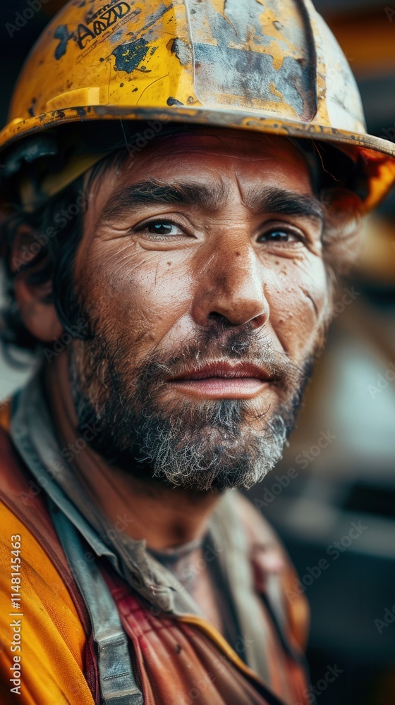 Hardworking construction worker in protective gear during daylight Hardworking construction worker in protective gear during daylight