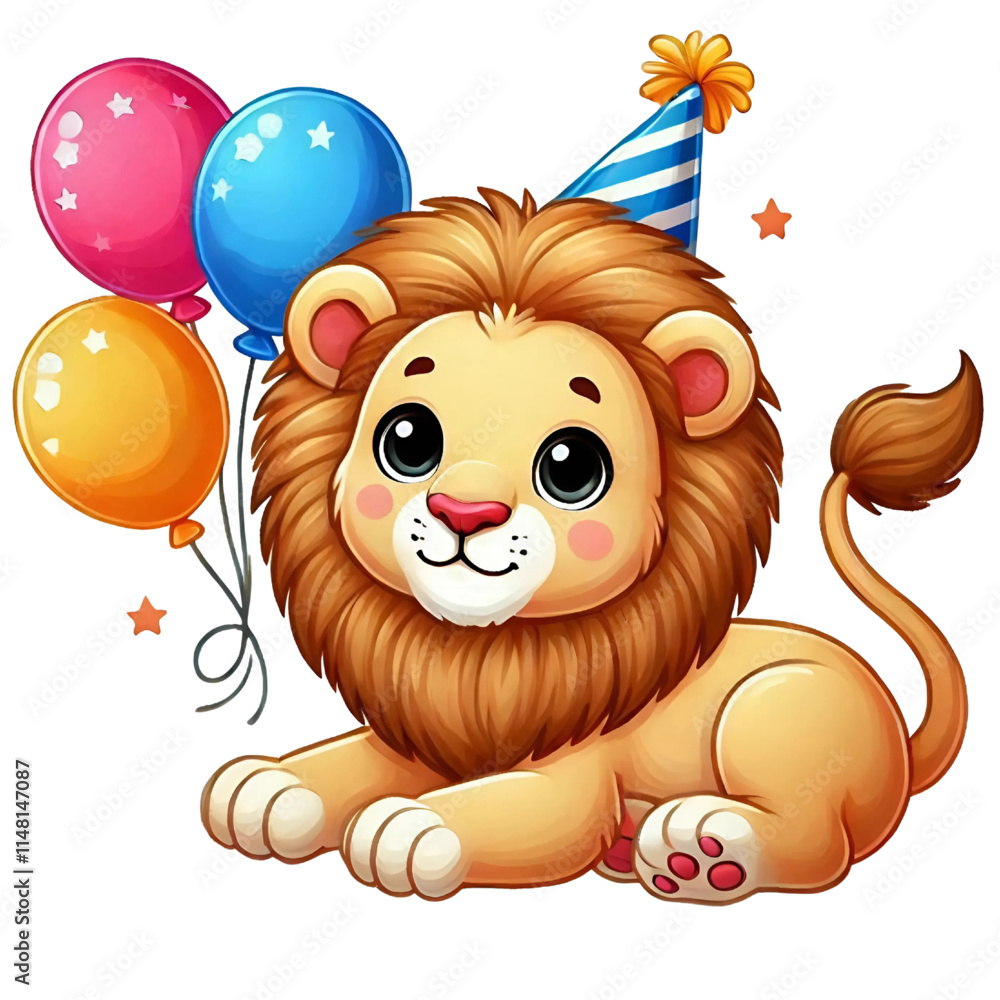 Fototapeta premium lion with balloons