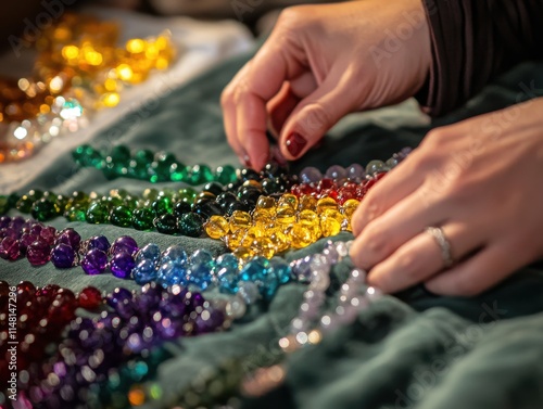 Rainbow Gemstone Beads Necklace Crafting Hands Jewelry Artisan