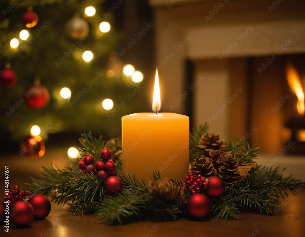 christmas candle and christmas tree christmas candle and christmas tree