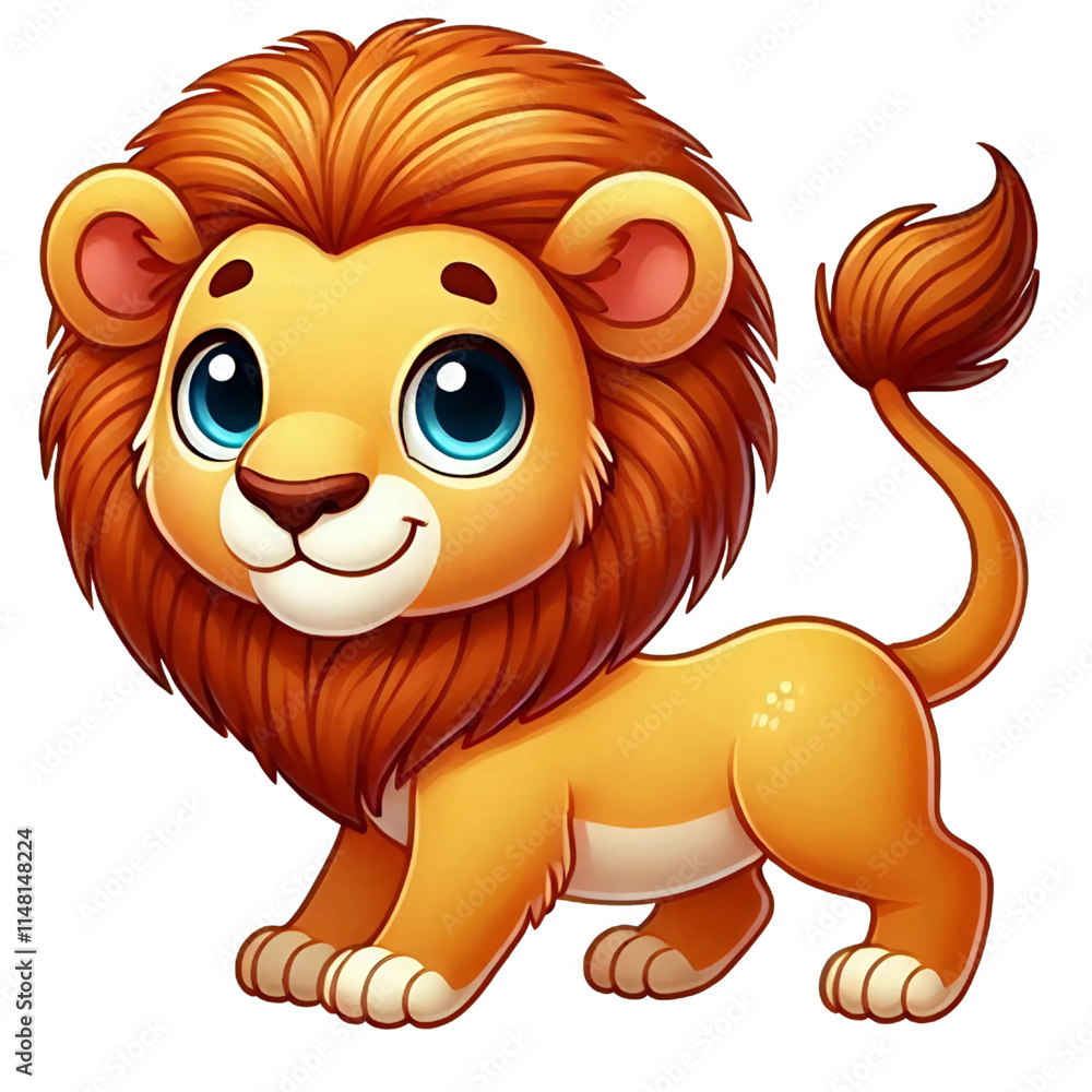 Fototapeta premium lion cartoon isolated on white
