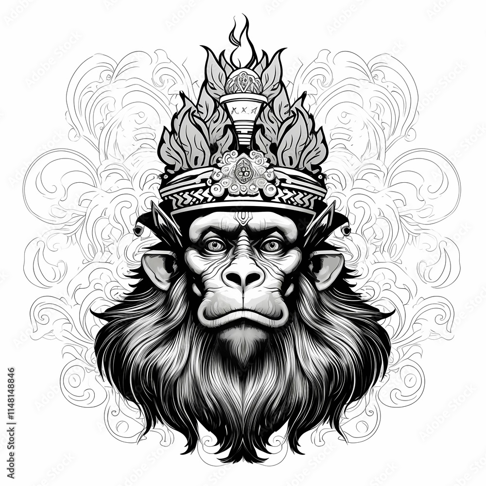 Obraz premium a monkey with a crown on its head smoke