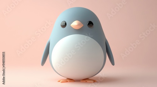 Cute 3D Rendered Cartoon Penguin on Soft Pink Background Perfect for Children's Media and Design Projects photo