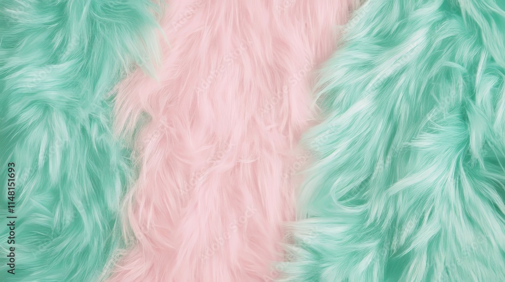 Fototapeta premium Pastel Pink and Mint Green Faux Fur Texture Background