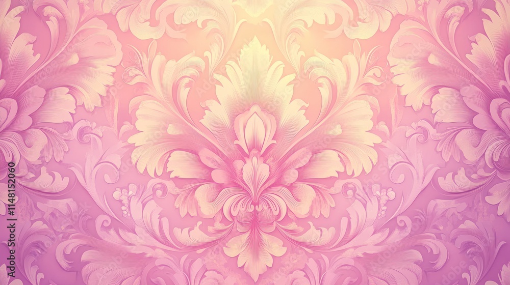Elegant pink and yellow damask pattern background. Elegant pink and yellow damask pattern background.