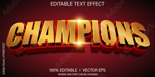 champions vector text effect with modern style design