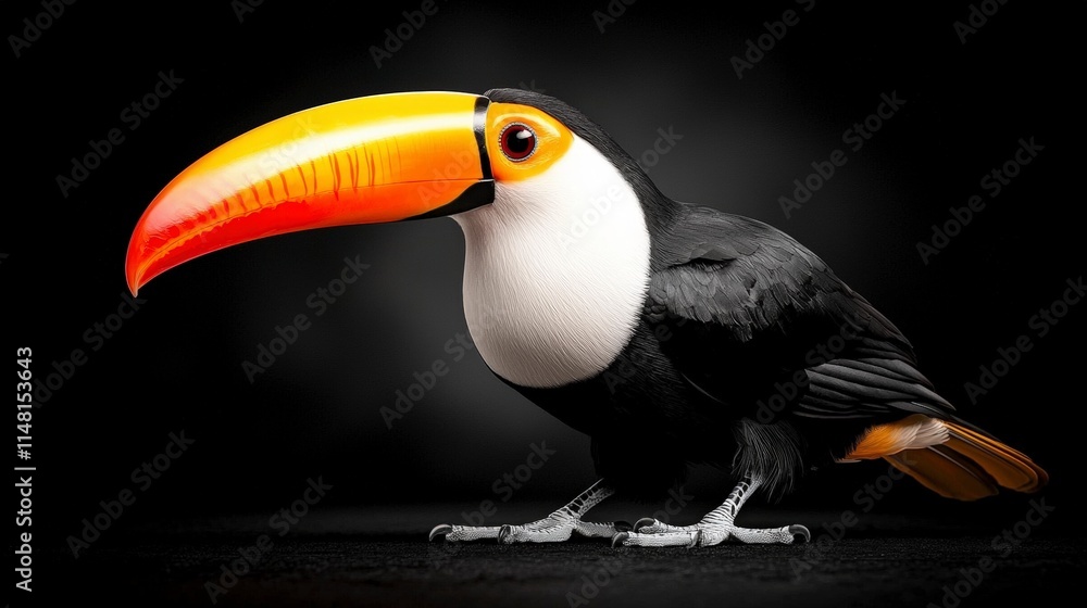 Fototapeta premium Majestic Toucan Bird Wildlife Photography 4K Cinematic Lighting Exotic Bird Vibrant C