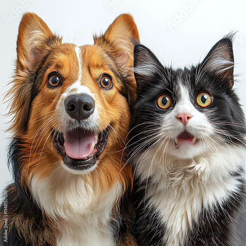 Perro y gato con mirada sorprendente  photo