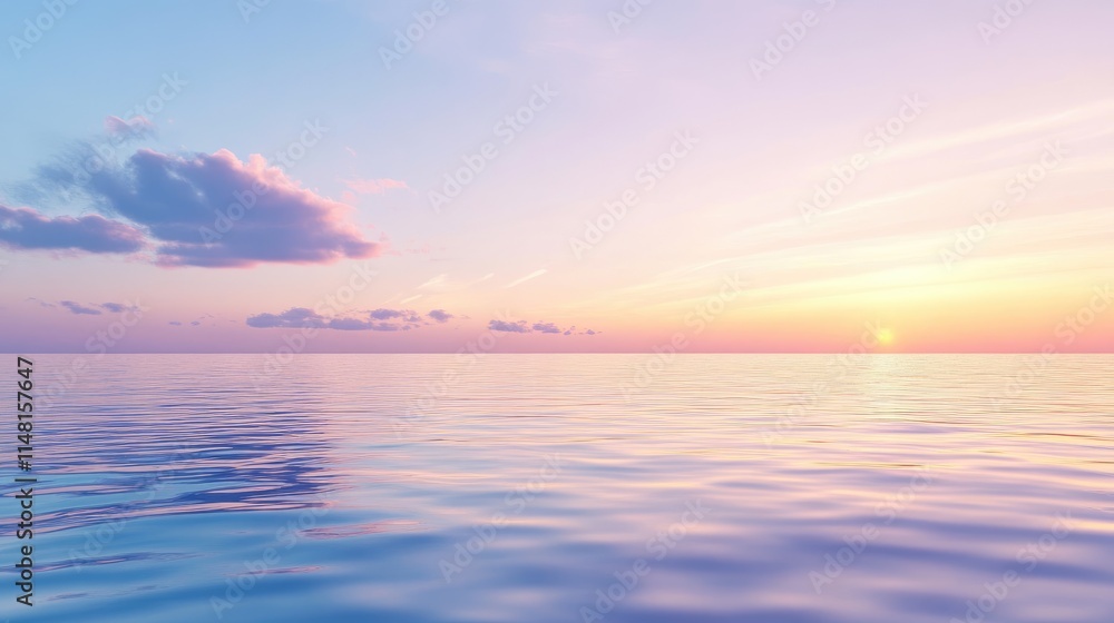 Fototapeta premium Tranquil Ocean Sunset with Soft Clouds and Colorful Sky