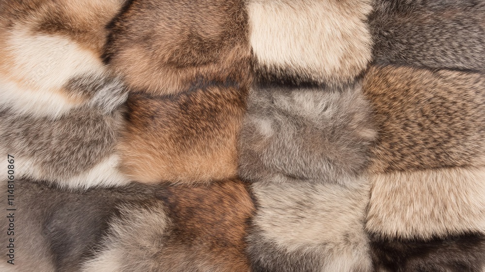 Obraz premium Patchwork Fur Texture Varied Shades and Softness