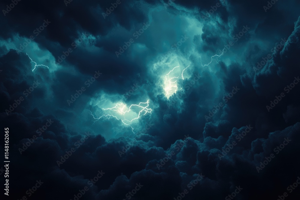 Fototapeta premium Dark storm clouds with lightning and thunder.