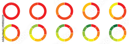 Circle graph icon set. Circle divided diagram set. Graph icon pie shape section chart. 3, 4, 5, 6, 7, 8, 9, graph icon pie shape section chart. Segment circle round vector 8, 9 divide infographic icon