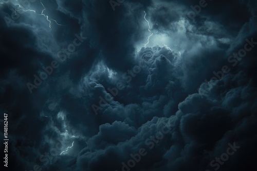 Dark storm clouds with lightning and thunder.