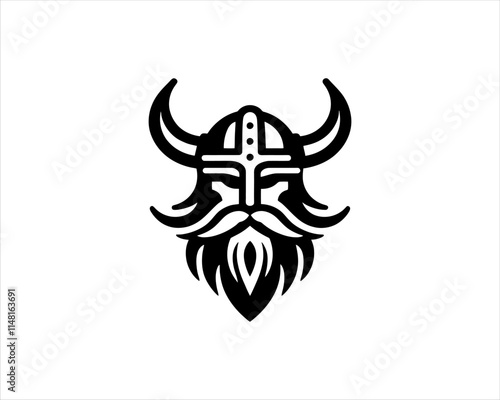 Viking Logo Design Vector Template. Nordic Viking logo. Viking face warrior modern simple logo. Viking Head Vector Illustration. Silhouette Nordic warrior symbol.