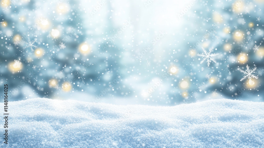 Serene Winter Snowfall with Soft Lights and Sparkling Snowflakes Serene Winter Snowfall with Soft Lights and Sparkling Snowflakes