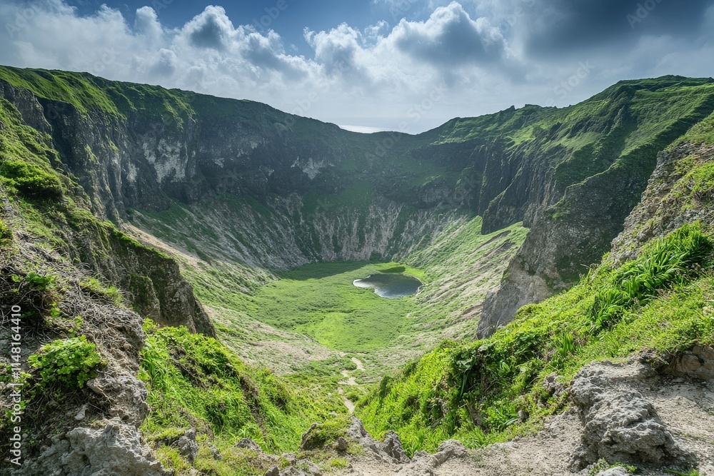 Obraz premium Na Pali Coast view from ocean- Kauai Hawaii. Beautiful simple AI generated image
