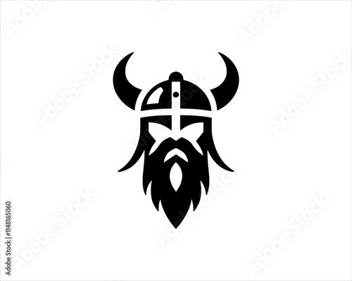 Viking Logo Design Vector Template. Nordic Viking logo. Viking face warrior modern simple logo. Viking Head Vector Illustration. Silhouette Nordic warrior symbol.
